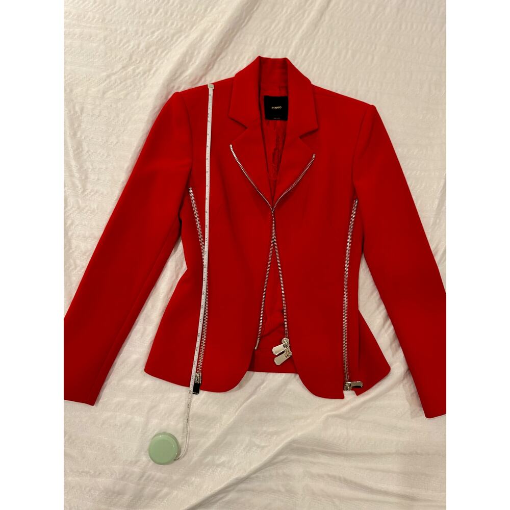 Pinko Moto Zip Blazer Women’s IT 36 US 6 Medium Red Y2K Biker McQueen - Picture 6 of 16